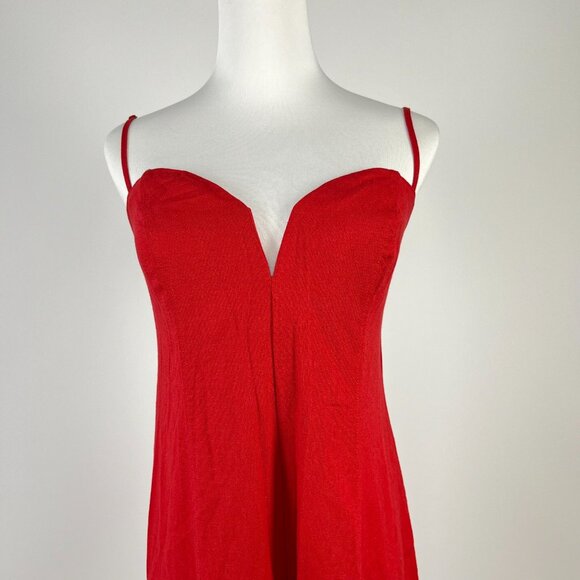 NWOT Farm Rio Linen Blend Sleeveless Halter Wide Leg Jumpsuit Sz M Red - Picture 3 of 12